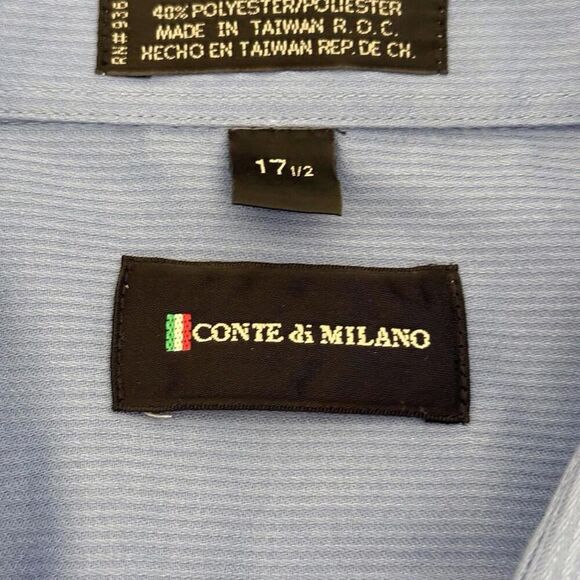 Conte di Milano Shirt Mens 17 1/2 Blue Button Up S/Sleeve Business Casual XXL - Picture 8 of 11
